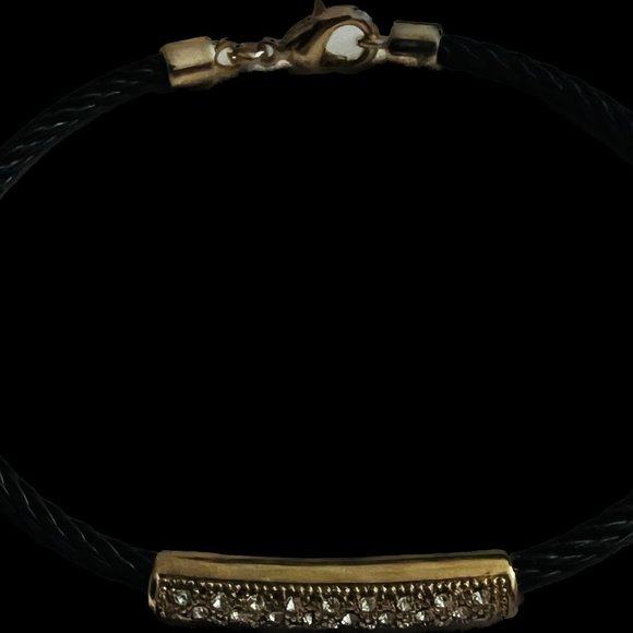 NWOT Guess Gold & Black Metal Mesh-Black Rhinestones Filled Bangle Bracelet $20 - Picture 3 of 3